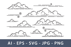Clouds with simple line art elegant design. Product Image 1