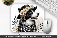Dog Flower Mouse Pad Sublimation, Animals Mouse Pad PNG Product Image 1