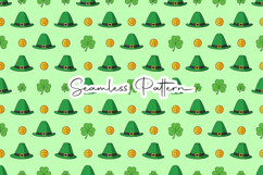 St Patricks Day Icon Seamless Pattern - Leprechaun &amp; Clovers Product Image 1