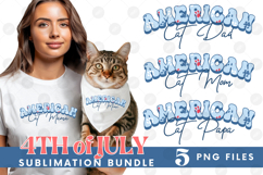 American Cat Mama Papa 4th of July USA Paw DTF PNG Bundle Product Image 1