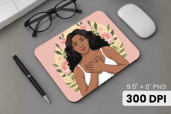 Afro Girl / Woman braided hair Mouse Pad, Black Queen PNG Product Image 1