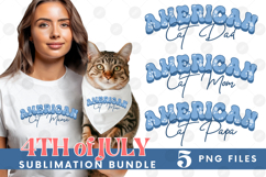 American Cat Mama Papa 4th of July USA Paw DTF PNG Bundle Product Image 1