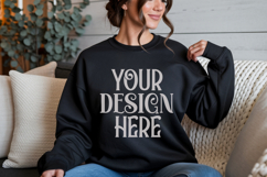 Black Gildan 18000 Sweatshirt Mockup,G18000 Crewneck Sweatsh Product Image 1