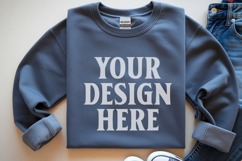 Graphite Heather Gildan 18000 Folded Flat Lay Mockups Product Image 1