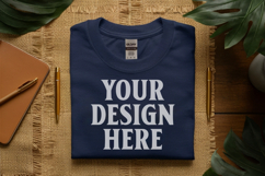 Navy Gildan 5000 Flat Lay Tshirt Mockup, G5000 mockups Product Image 1