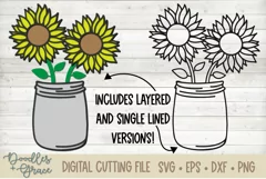 3D Layered Sunflower Bouquet - SVG - PNG - EPS - DX Product Image 1