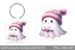 Cute Ghost Keychain Design. Cute Halloween Keychain Product Image 1