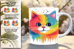 Whimsical Whisker Art: Colorful Cat Sublimation Product Image 1