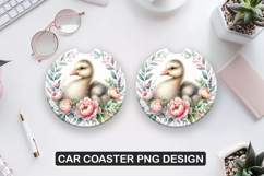 Duck Sitting Car Coaster Sublimation| Animal Coaster PNG Product Image 1