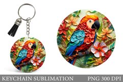 Parrot Keychain Sublimation. Parrot Round Keychain Design Product Image 1