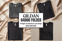 Gildan 64000 Folded Tshirt Mockup , Folded Tee Flat Lay Product Image 1