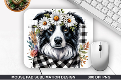 Dog Flower Mouse Pad Sublimation, Animals Mouse Pad PNG Product Image 1