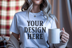 Christmas Bella Canvas 3001 White Shirt Mockup ,Trandy mock Product Image 1