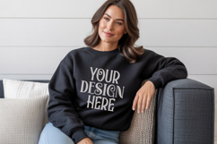 Black Gildan 18000 Sweatshirt Mockup,G18000 Crewneck Sweatsh Product Image 1