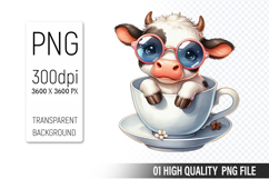 Cute Cow, Animal Sublimation Clipart PNG Product Image 1