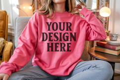 Heliconia Gildan 18000 Crewnwck Sweatshirt Mockup, gildan Product Image 1