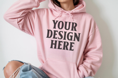 Light Pink Gildan 18500 Hoodie Mockup, G18000 Hoodie Product Image 1