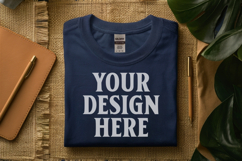 Navy Gildan 5000 Flat Lay Tshirt Mockup, G5000 mockups Product Image 1