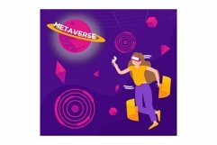 Digital Universe or Metaverse in flat design Product Image 1