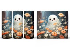 Cute Ghost Tumbler Sublimation. Ghost Flowers Tumbler Design Product Image 2
