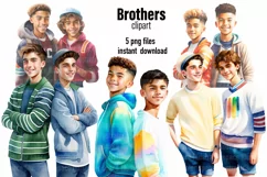 Family clipart, Brothers clipart, Boys clipart Product Image 1