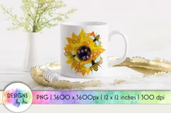 Bee Happy Sunflower Print | Watercolor Sunflower | Honey Bee Product Image 1