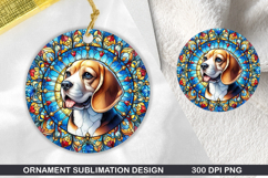 Cute Dog Stained Glass Ornament PNG, Sublimation PNG Design Product Image 1