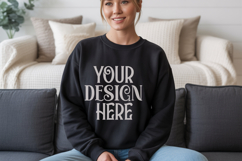 Black Gildan 18000 Sweatshirt Mockup,G18000 Crewneck Sweatsh Product Image 1