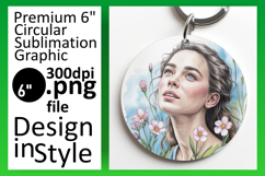 Elegant Round Design Keychain Template , Beauty Woman Product Image 1