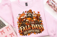 Fall Days Are Happy Days PNG, Cute Woodland Animals Pumpkin Product Image 4