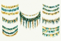 Vintage Christmas Garland Clipart Retro Christmas PNG Product Image 2