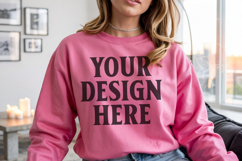 Heliconia Gildan 18000 Crewnwck Sweatshirt Mockup, gildan Product Image 1