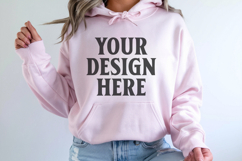 Light Pink Gildan 18500 Hoodie Mockup, G18000 Hoodie Mod Product Image 1
