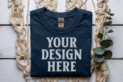 Navy Gildan 5000 Flat Lay Tshirt Mockup, G5000 mockups Product Image 1