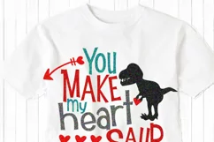 Valentine svg You Make my Heart Saur T Rex Dinosaur Cut file Product Image 2