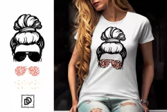 Messy Bun Mom SVG Leopard Mom SVG Messy Hair Mom Life SVG Product Image 2