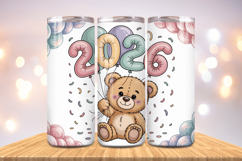 Festive Happy New Year Tumbler Wrap 2026: 20oz Skinny Tumble Product Image 1