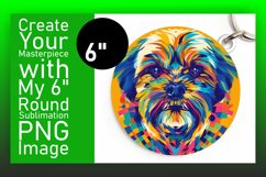 Elegant Abstract Dog Round Design Keychain Sublimation Art Product Image 1