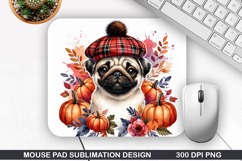Dog Mouse Pad Sublimation, Autumn Mouse Pad PNG Design Product Image 1