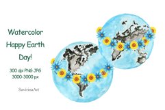 Happy Earth Day!Watercolor clipart eco. Product Image 1
