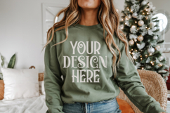 Christmas Gildan 18000 Military Green Crewneck Sweatshirt Mo Product Image 1
