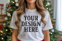 Christmas Bella Canvas 3001 White Shirt Mockup ,Trandy mock Product Image 1
