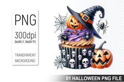 Cupcake With A Halloween Pumpkin, Halloween Clipart PNG File Product Image 1