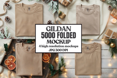 Gildan 5000 Folded Christmas Mockup, G5000 mockup Product Image 1