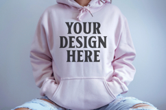 Light Pink Gildan 18500 Hoodie Mockup, G18000 Hoodie Mod Product Image 1