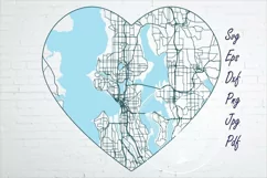 Seattle WA city road map SVG in a heart Product Image 1