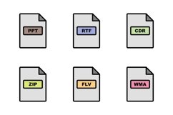 Set Of File Formats Icons Product Image 1