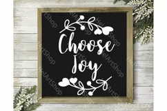 Choose Joy Svg, Merry Christmas svg, Holly Wreath svg Product Image 1