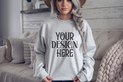 Sport Grey Gildan 18000 Crewneck Sweatshirt Mockups,G18000 Product Image 1