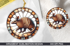 Armadillo Stained Glass Ornament PNG, Digital Download File Product Image 1
